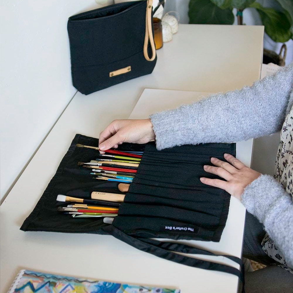 The Crafter’s Box Canvas Tool Roll Large Black Artist Crafter Painter